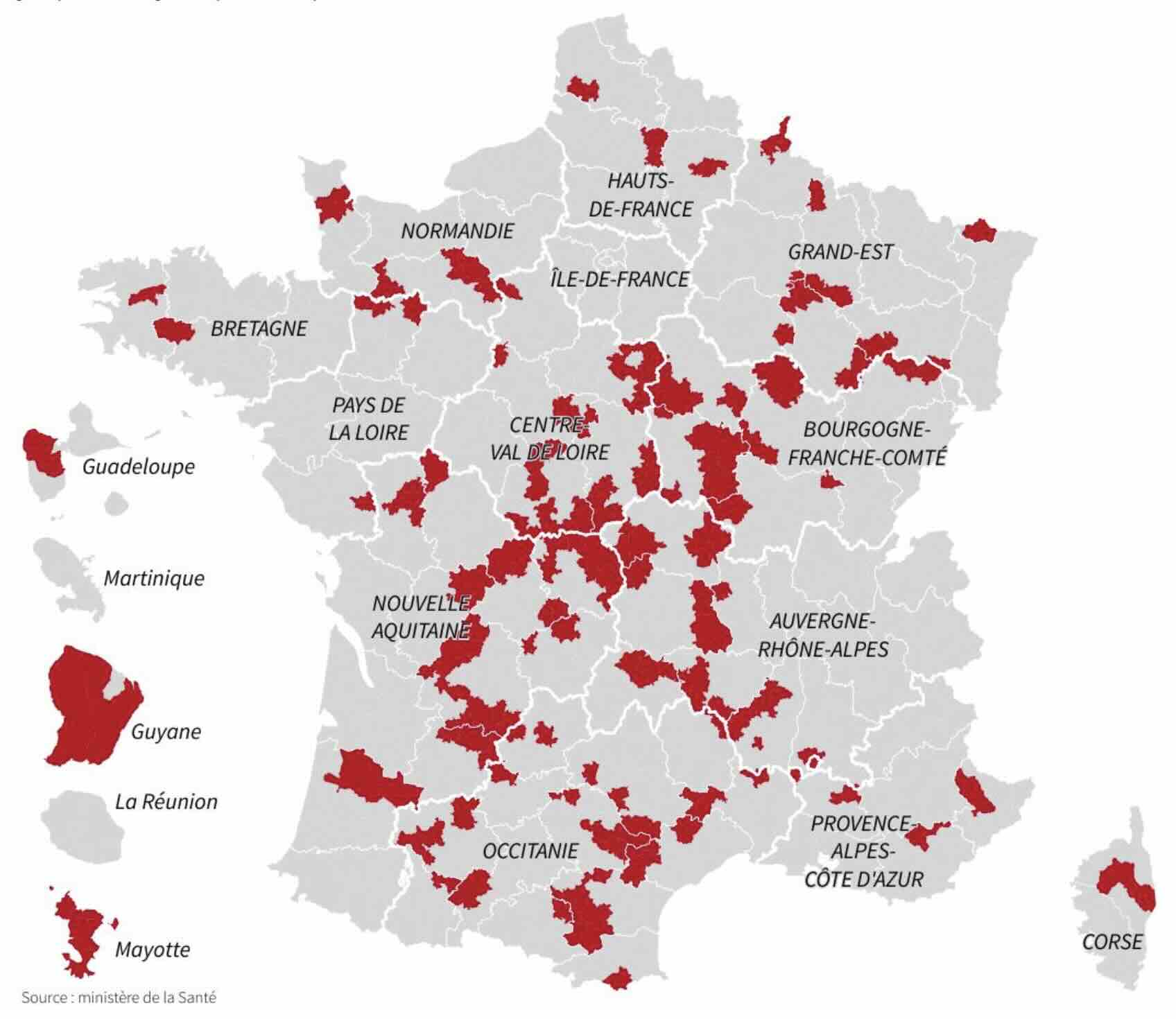 Cartographie des déserts médicaux. © Ministère de la Santé