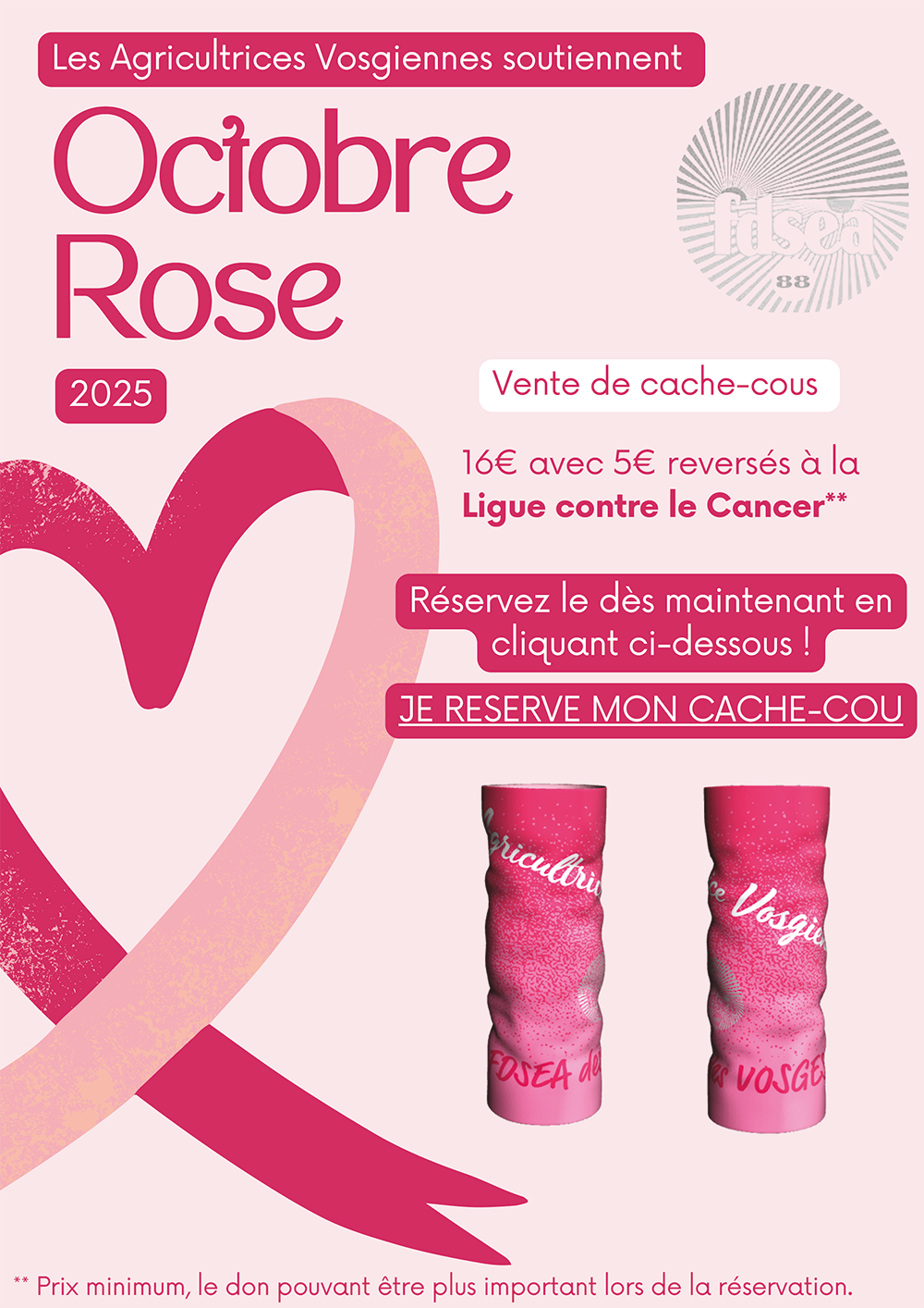 Opération tours de cou octobre rose - agricultrices FDSEA88