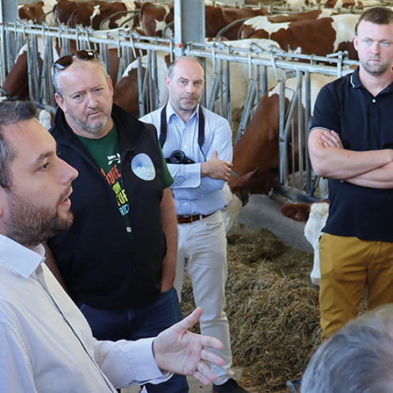 Cette visite d’exploitation proposée par la FDSEA et JA 88 à tous les candidats aux législatives avait pour objectif de permettre aux représentants syndicaux de faire part au député nouvellement élu les enjeux de l’agriculture des Vosges. ©Marion Falibois