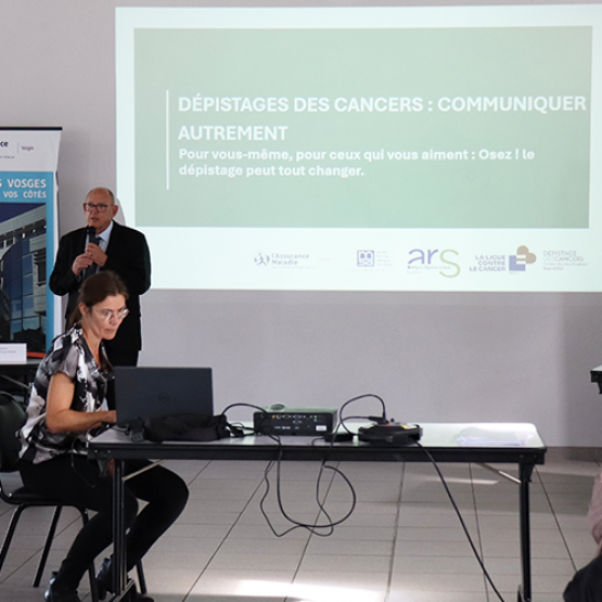 Afin de mettre en avant cette campagne de sensibilisation au dépistage des cancers, les différents partenaires, dont la MSA Lorraine, ont tenu une conférence de presse le 16 septembre à Golbey. © Photo M. Falibois