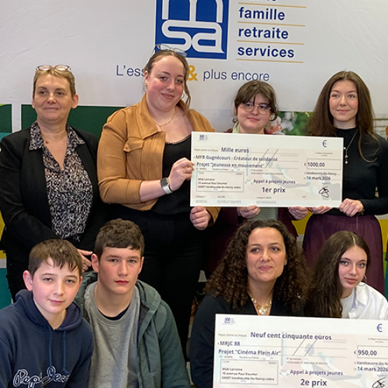Des élèves de la MFR CFR Gugnécourt  ont été distingués par le premier prix avec leur projet Jeunesse en mouvement. © MSA Lorraine