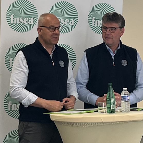 Arnaud Rousseau, président et Hervé Lapie, secrétaire général de la FNSEA. © Photo DR
