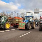 Parmi les 200 tracteurs réunis sur la N57 bon nombre den eux arboraient des pancartes. ©Mélanie Becker