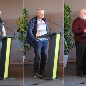 Les présidents de sections FDSEA 88 : Yves Grandemange, section lait ; Thierry Mourot, section bio ; Bernard Voirin, section propriétaires bailleurs ; Denis Marin, section des anciens ; Christophe Oxaran, section dégâts de gibier. © Photos Marion Falibois