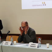 (de G. à D.) Blandine Coutelas, directrice de Cerfrance Vosges, Régis Colin, président de Cerfrance 88 et Philippe Soltys, maire d’Uxegney. © Photo Camille COQUET