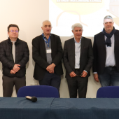 (De G. à D) Arnaud Huet, dir. général MSA Lorraine, Laurent Marcos, dir. DDT 88, Bernard Helluy, pdt MSA Lorraine, Patrick Nardin, maire d’Épinal, Jérôme Mathieu, pdt Chambre d’agriculture des Vosges et Stéphane Viry, député des Vosges. ©Photo M. Falibois