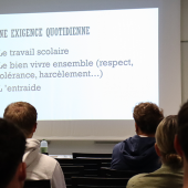 Au-delà de l’environnement, ce sont aussi les valeurs de l’établissement qui ont été présentées lors de la réunion de rentrée. © Photo Marion FALIBOIS