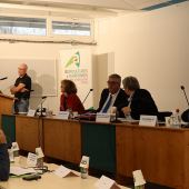 (De G. à D.) Rémi Georgel, resp. pôle développement et prospective, Anne-Marie Vieu, dir. générale Chambre d’Agriculture 88, Jerôme Mathieu, pdt Chambre d’Agriculture, Valérie Michel-Moreaux, préfète  et Daniel Gremillet, sénateur des Vosges. © Photo Cami