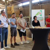 Temps fort pour l’agriculture vosgienne, le bilan des moissons rassemble représentants syndicaux, de le Chambre d’agriculture, de l’État et élus locaux. © Marion FALIBOIS
