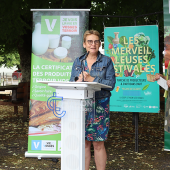 (De G. à D.) Wilifrid Grandmaire, pdt, et Fabienne Houillon, chargée de communication office de tourisme Épinal ; Isabelle Perry, VP Chambre d’agriculture 88, Carole Dufour, adj. au Maire Thaon-les-Vosges lors de la conférence de presse 1er juillet. © MF 