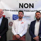 (De G. à D.) : Fabrice Couturier (FRSEA), Sylvain Hinschberger (Coopération), Théo Galichet (JA), Sébastien Muller (ARIA) et Arnaud Bernier (France Industrie). © R. Cremonini