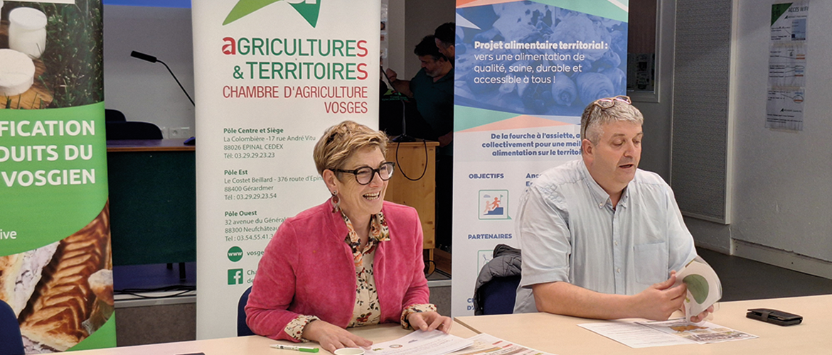 Sylvie D’Alguerre, 3e vice-présidente du PETR du Pays d’Epinal et Jérôme Mathieu, président de la Chambre d’agriculture des Vosges ont présenté les résultats de l’étude d’opportunité du projet de création de l’outil logistique. Photo Marion Falibois