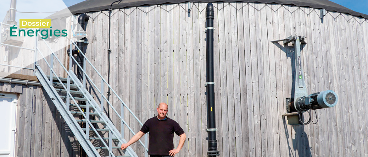 Damien Biguinet, agriculteur à Beauzée-sur-Aire, devant l’unité de méthanisation qui a transformé son exploitation, alliant innovation et autonomie énergétique. © Photo Aurélie Jozwik