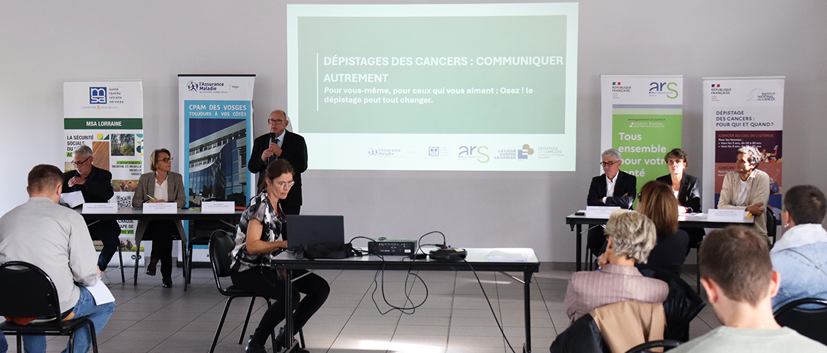 Afin de mettre en avant cette campagne de sensibilisation au dépistage des cancers, les différents partenaires, dont la MSA Lorraine, ont tenu une conférence de presse le 16 septembre à Golbey. © Photo M. Falibois