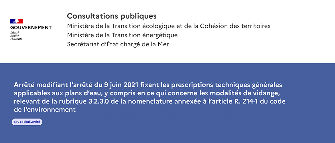 Consultation publique du 27/05/2024 au 19/06/2024 - eau et biodiversité