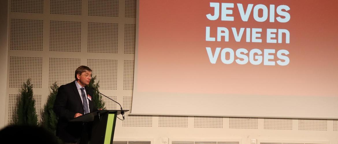 François Vannson, président du Conseil Départemental des Vosges lors de l’inauguration la convention, photo Marion Falibois